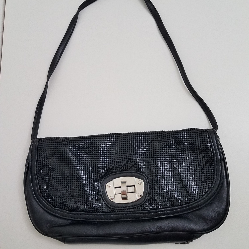 Miss Gustto Black Baguette Bag